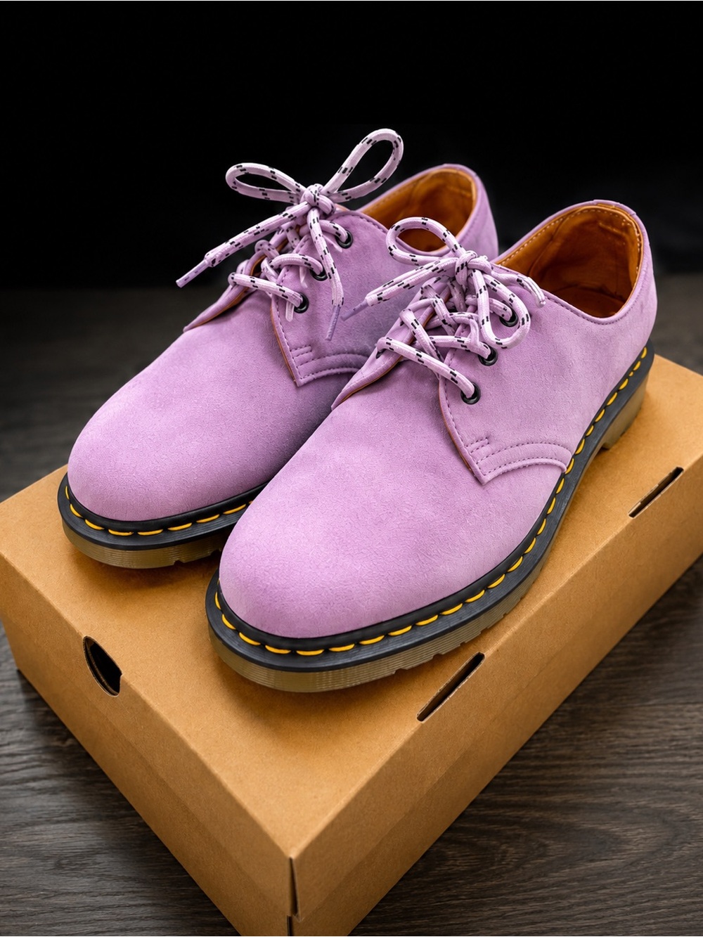 Dr. Martens Lavender Suede 3-Eye Derby Shoes